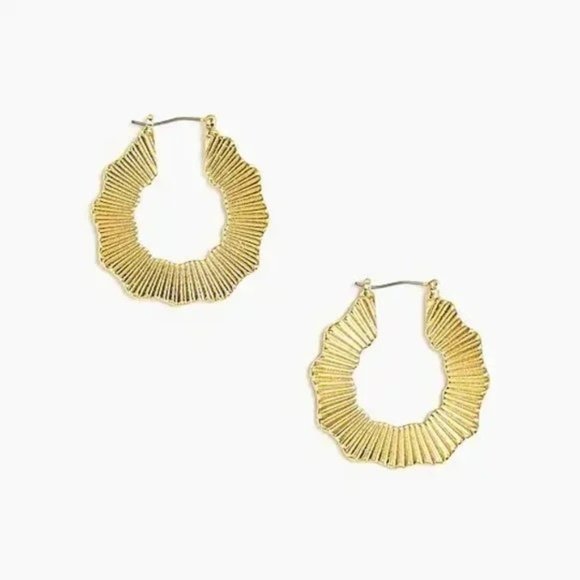 J. Crew Factory Gold Wavy Hoop Earrings - Picture 2 of 5